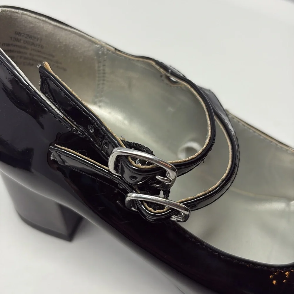 HARPER CANYON: Shiny Black Dress Shoes, Kids Size 13M. Double Buckle